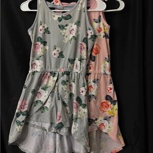 Floral Kids Dress Set - Gray and Pink - L
